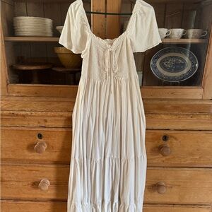 Opia Cream Maxi Dress with Puff Sleeves